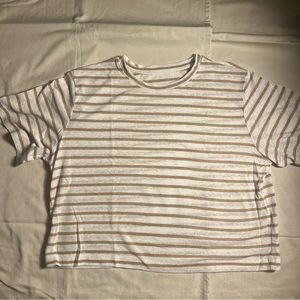 Universal Thread | Shirt | XL | Tan and White Stripes | crop waist